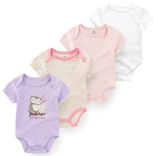 4Pieces Cotton Newborn Bodysuit Print Baby Girl Clothes 0-12M Cartoon Baby Boy Clothes Summer Short Sleeve Romper Bebes - Image 32