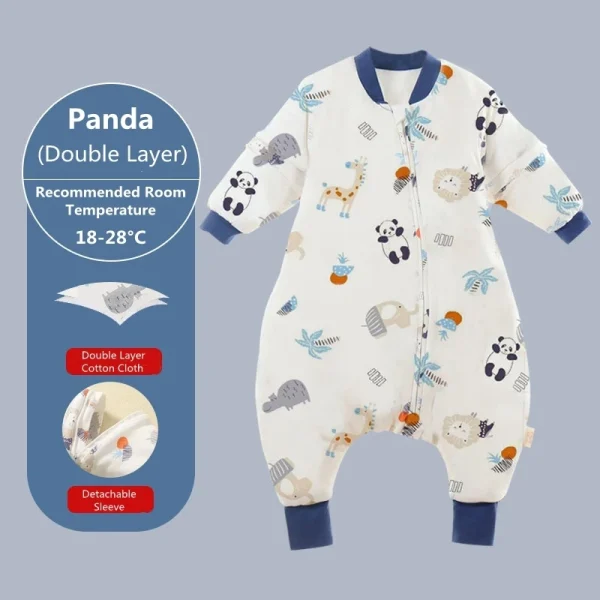 Baby Cartoon Split-legged Sleepsacks With Detachable Sleeves For Boys Girls Children's Sleeping Bag Autumn And Winter Thickened - Image 7