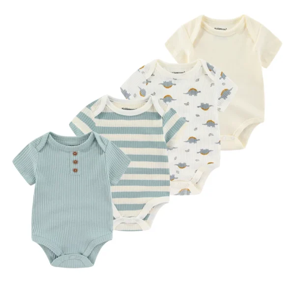 4Pieces Cotton Newborn Bodysuit Print Baby Girl Clothes 0-12M Cartoon Baby Boy Clothes Summer Short Sleeve Romper Bebes - Image 17