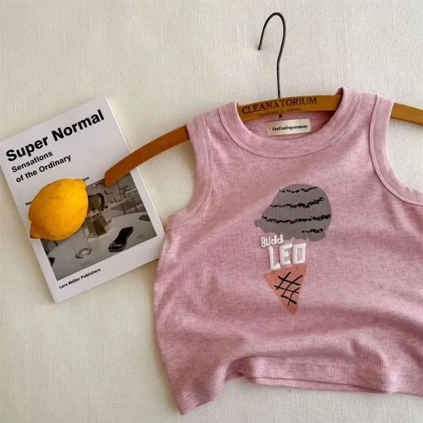 Cute Cartoon Tank Top Sleeveless Mesh Crewneck Summer Shirt Tops for Infant Baby and Toddler Boys, Girls, Unisex - Image 3