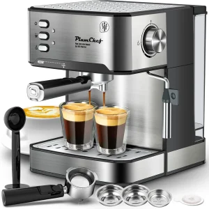 Espresso Machine 20 Bar Professional Compact Homehold Coffee Espresso Maker with Milk Frother Steam Wand 54oz Water Tank Low Noi