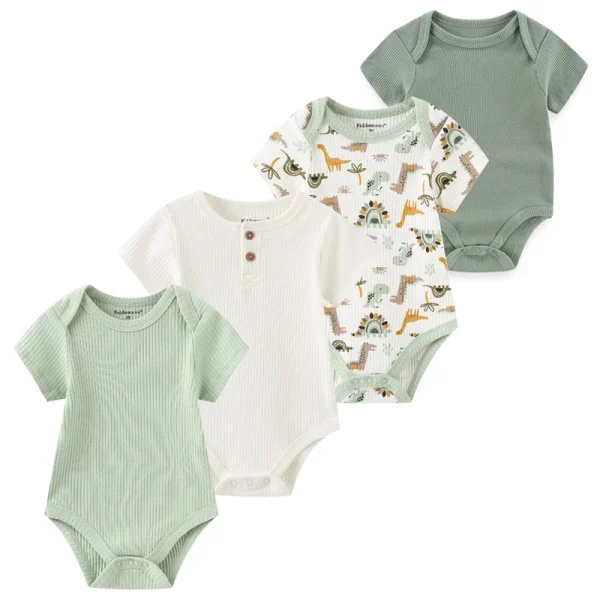4Pieces Cotton Newborn Bodysuit Print Baby Girl Clothes 0-12M Cartoon Baby Boy Clothes Summer Short Sleeve Romper Bebes - Image 19