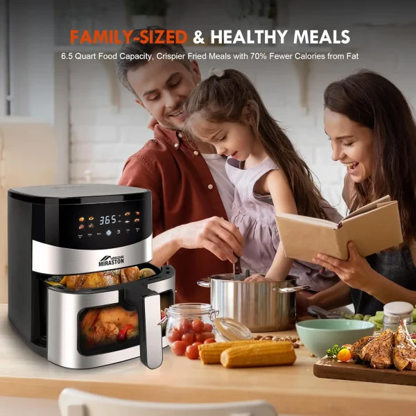 6.5QT Air Fryer with Visual Window, Smart Digital Air Fryers, 8 Presets Recipes for Fast Easy Meal, Snack, Dessert, Main Dishes, - Image 2