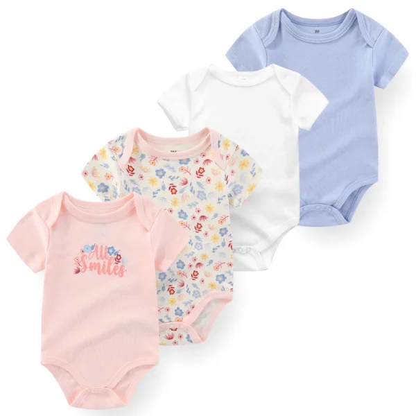 4Pieces Cotton Newborn Bodysuit Print Baby Girl Clothes 0-12M Cartoon Baby Boy Clothes Summer Short Sleeve Romper Bebes - Image 6