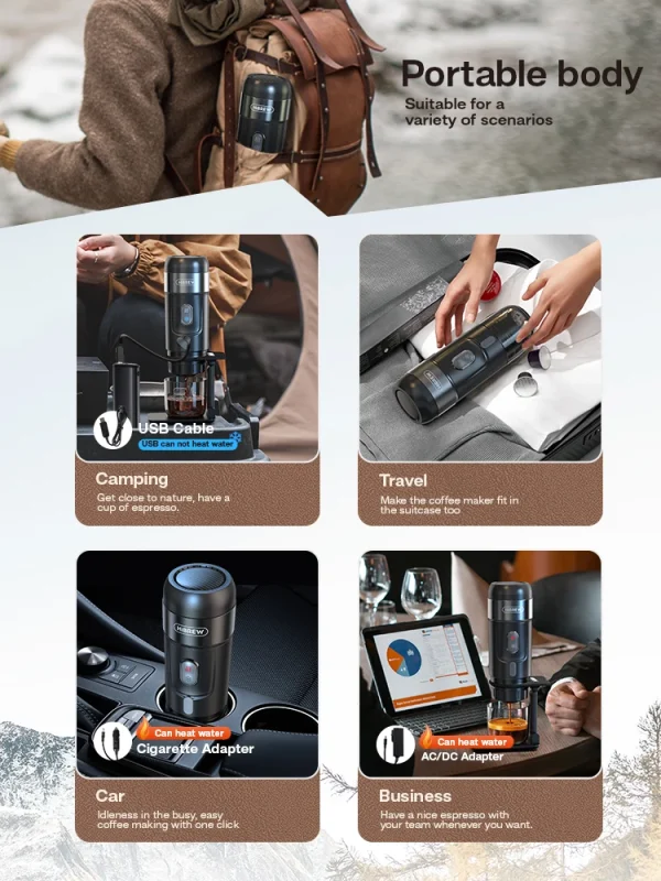 HiBREW Portable Coffee Machine for Car & Home,DC12V  Expresso Coffee Maker Fit Nexpresso Dolce  Pod Capsule  Coffee Powder H4A - Image 3