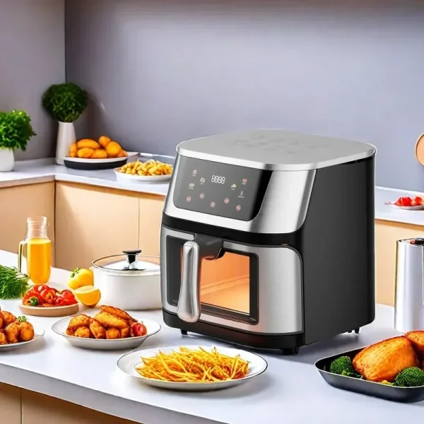 10L Electric Air Fryer Stainless Steel Visible Large Capacity Oil-free 360°Baking Convection Oven Household Kitchen Appliances - Image 5