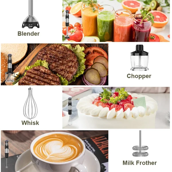 Immersion Blender 5-in-1 Handheld Blender - 1100-watt scratch-resistant blending stick for shakes, purees and smoothies - Image 3