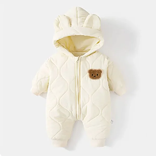 ﻿ Winter Baby Outwear Clothing Fur Lining Warm Toddler Girl's Boy's Rompers Cartoon Bear Infant Jumpsuit - Image 9