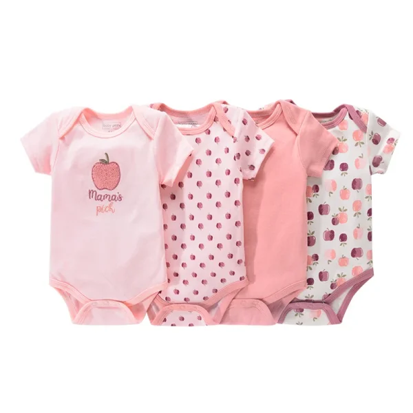 4Pieces Cotton Newborn Bodysuit Print Baby Girl Clothes 0-12M Cartoon Baby Boy Clothes Summer Short Sleeve Romper Bebes - Image 33