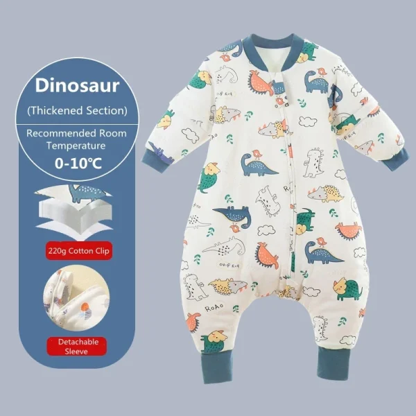Baby Cartoon Split-legged Sleepsacks With Detachable Sleeves For Boys Girls Children's Sleeping Bag Autumn And Winter Thickened - Image 11