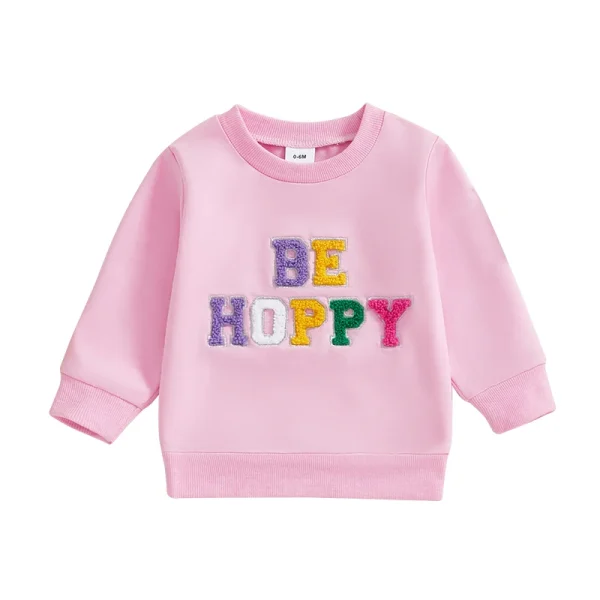 Adorable Infant Easter Outfit with Bunny Print Round Neck Long Sleeve Sweatshirt for Baby Boys and Girls - Cute Spring Clothes - Image 6