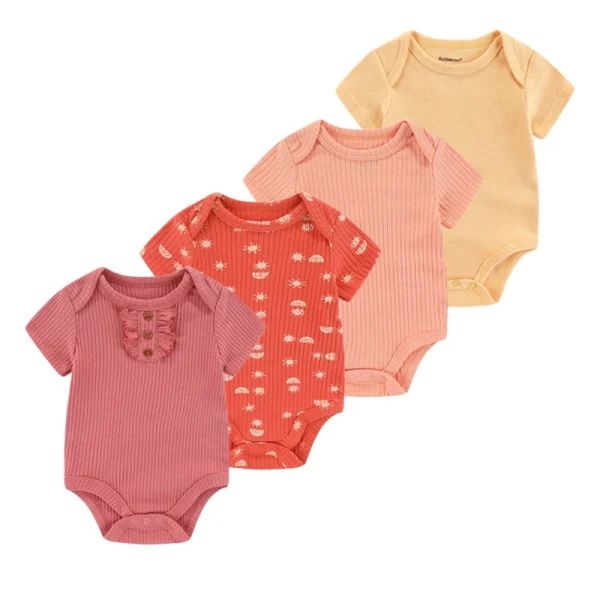 4Pieces Cotton Newborn Bodysuit Print Baby Girl Clothes 0-12M Cartoon Baby Boy Clothes Summer Short Sleeve Romper Bebes - Image 22