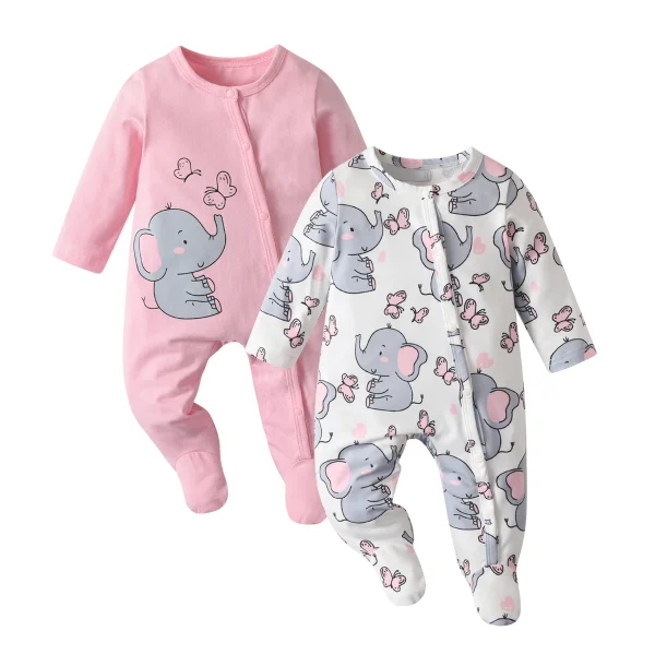 2Pack/lot Newborn Infant Baby Girl Footed Romper Jumpsuit Clothes Cute Printed Toddler One Piece Climb Clothing - Image 7