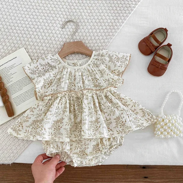 0-24M Baby Clothes Summer Baby Girl Bodysuit Floral New Female Baby Small Flying Sleeve Romper Dress Newborn One-piece Jumpsuit - Image 3