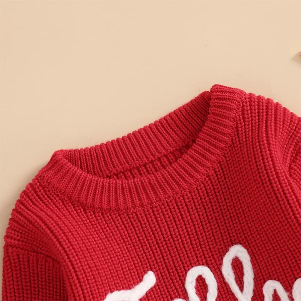 Cute Baby Girls Boys Sweater Winter Clothes with Festive Letter Embroidery Cozy Crew Neck and Long Sleeve Adorable Kids - Image 3