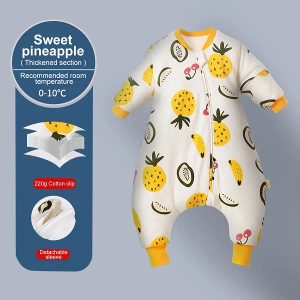 Baby Cartoon Split-legged Sleepsacks With Detachable Sleeves For Boys Girls Children's Sleeping Bag Autumn And Winter Thickened - Image 16