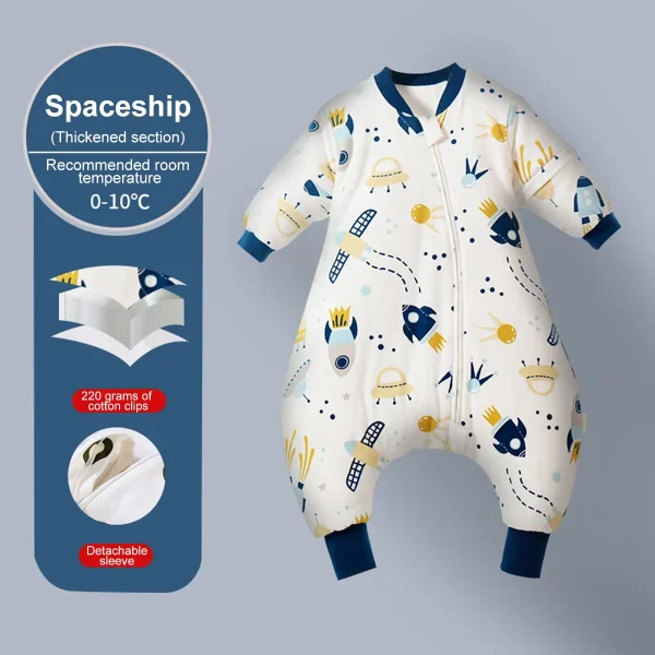 Baby Cartoon Split-legged Sleepsacks With Detachable Sleeves For Boys Girls Children's Sleeping Bag Autumn And Winter Thickened - Image 20