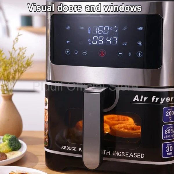 1400W 6L Smart Air Fryer Oven Large Capacity 360 Hot Air Circulation Transparent Window Healthy Cook for Home Kitchen Appliance - Image 3