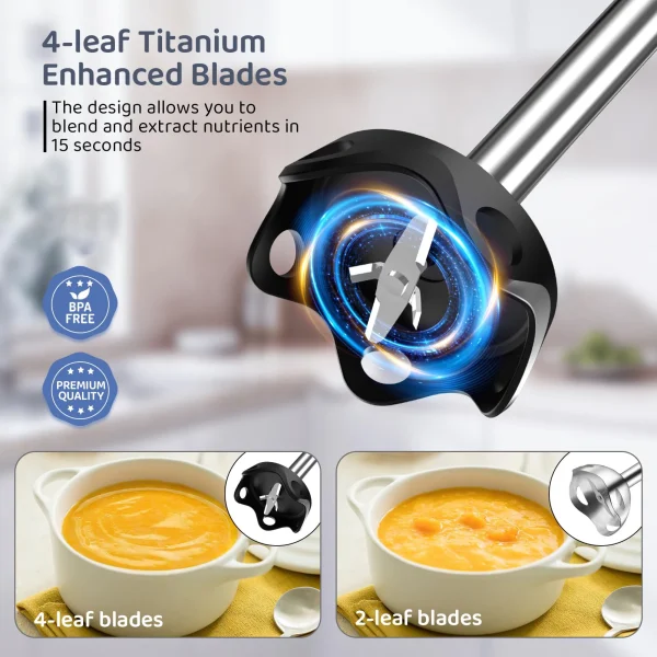 1000 Watt Powerful Handheld Immersion Blender, Vegetable Meat Immersion Egg Beater For Smoothies, Sauces, Baby Food Soups - Image 5