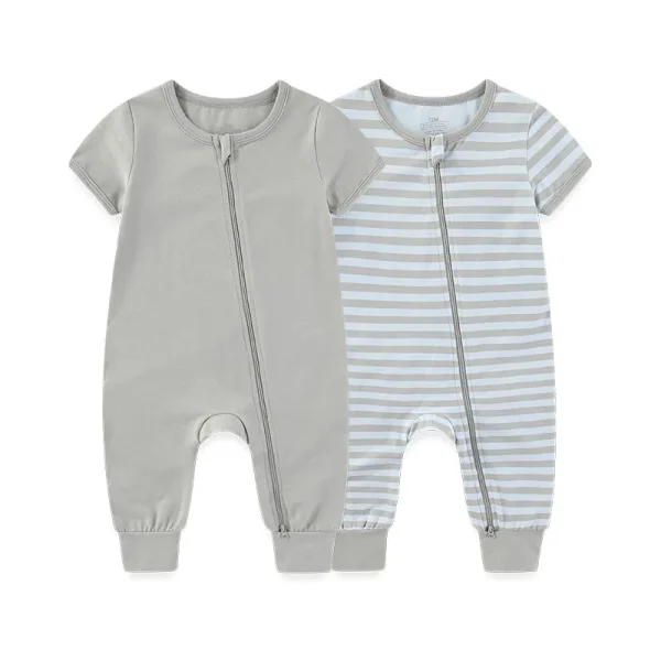 2 Pcs/Lot Simple Baby Unisex Short Sleeve Rompers 0-24 Months Baby Boy Girl Jumpsuits Spring Summer Infant Clothes - Image 5