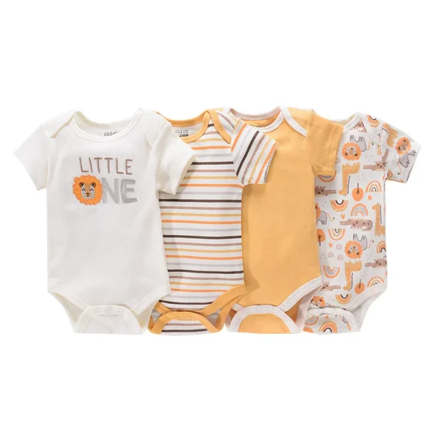 4Pieces Cotton Newborn Bodysuit Print Baby Girl Clothes 0-12M Cartoon Baby Boy Clothes Summer Short Sleeve Romper Bebes - Image 37