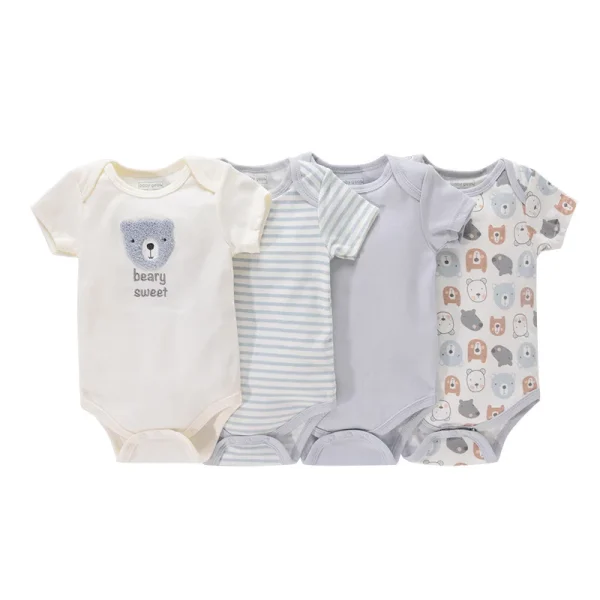 4Pieces Cotton Newborn Bodysuit Print Baby Girl Clothes 0-12M Cartoon Baby Boy Clothes Summer Short Sleeve Romper Bebes - Image 36