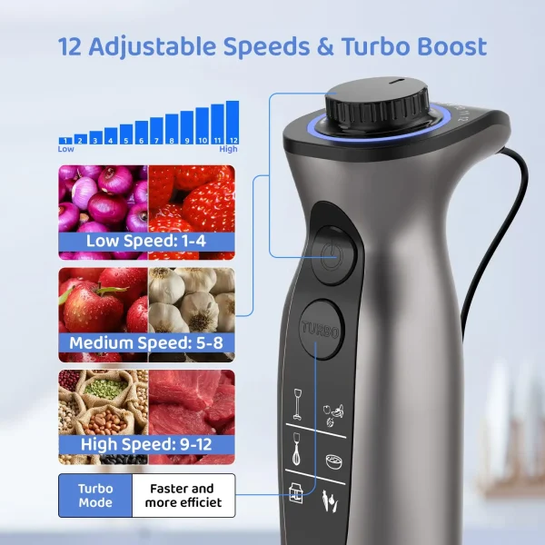 1000 Watt Powerful Handheld Immersion Blender, Vegetable Meat Immersion Egg Beater For Smoothies, Sauces, Baby Food Soups - Image 4