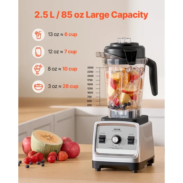 VEVOR Blender for Smoothies 1400W Professional Blender with Powerful Motor Multi-Functional Food Processing Blender for Kitchen - Image 3