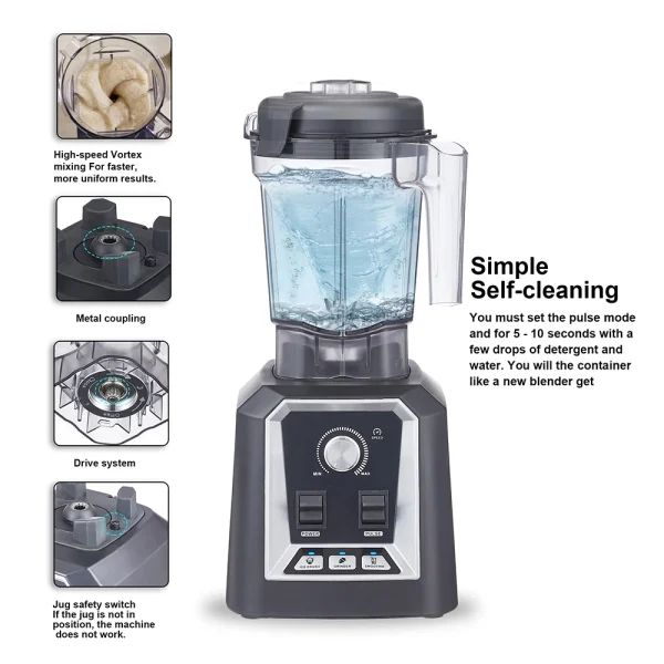 BioloMix Automatic Program Professional Kitchen Smoothie Blender BPA FREE 2L Low-profile Jar Food Mixer Juicer Ice Crusher - Image 3