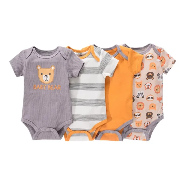 4Pieces Cotton Newborn Bodysuit Print Baby Girl Clothes 0-12M Cartoon Baby Boy Clothes Summer Short Sleeve Romper Bebes - Image 35