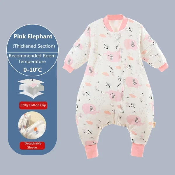 Baby Cartoon Split-legged Sleepsacks With Detachable Sleeves For Boys Girls Children's Sleeping Bag Autumn And Winter Thickened - Image 14