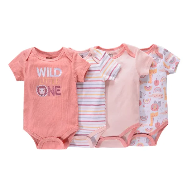 4Pieces Cotton Newborn Bodysuit Print Baby Girl Clothes 0-12M Cartoon Baby Boy Clothes Summer Short Sleeve Romper Bebes - Image 34