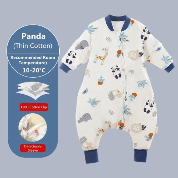 Baby Cartoon Split-legged Sleepsacks With Detachable Sleeves For Boys Girls Children's Sleeping Bag Autumn And Winter Thickened - Image 8