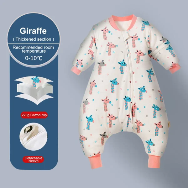 Baby Cartoon Split-legged Sleepsacks With Detachable Sleeves For Boys Girls Children's Sleeping Bag Autumn And Winter Thickened - Image 19