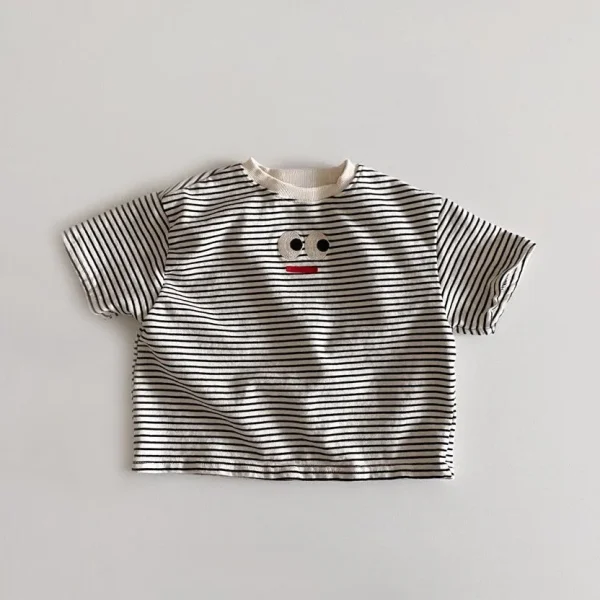 2025 Summer New Baby Short Sleeve T Shirts Embroidered Big Eyes Boys Girls T Shirt Toddler Cute Tops Infant Cotton Tee Clothes - Image 4