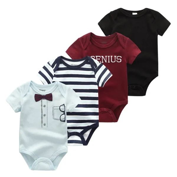 4Pieces Cotton Newborn Bodysuit Print Baby Girl Clothes 0-12M Cartoon Baby Boy Clothes Summer Short Sleeve Romper Bebes - Image 9
