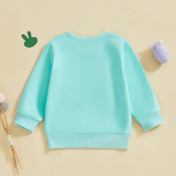 Adorable Infant Easter Outfit with Bunny Print Round Neck Long Sleeve Sweatshirt for Baby Boys and Girls - Cute Spring Clothes - Image 5