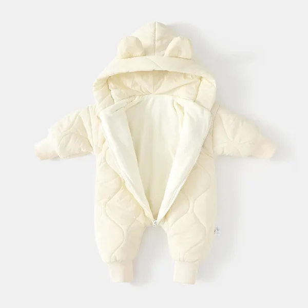 ﻿ Winter Baby Outwear Clothing Fur Lining Warm Toddler Girl's Boy's Rompers Cartoon Bear Infant Jumpsuit - Image 3