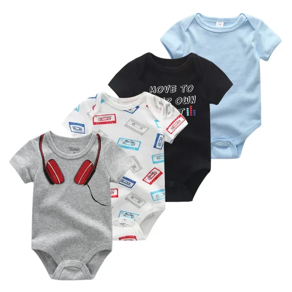 4Pieces Cotton Newborn Bodysuit Print Baby Girl Clothes 0-12M Cartoon Baby Boy Clothes Summer Short Sleeve Romper Bebes - Image 10