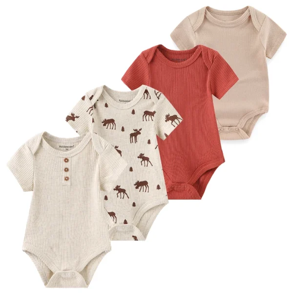 4Pieces Cotton Newborn Bodysuit Print Baby Girl Clothes 0-12M Cartoon Baby Boy Clothes Summer Short Sleeve Romper Bebes - Image 18