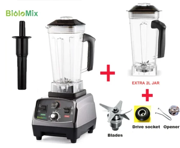 BioloMix 3HP 2200W Heavy Duty Grade Timer Blender Mixer Juicer Fruit Food Processor Ice Smoothies BPA Free 2L Jar - Image 7