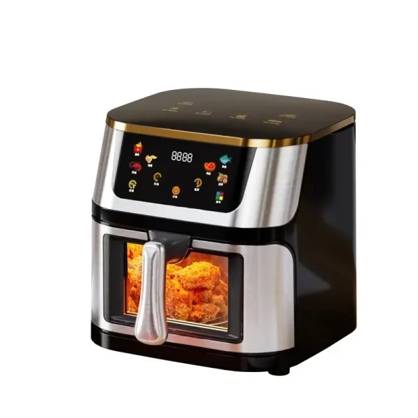 10L Electric Air Fryer Stainless Steel Visible Large Capacity Oil-free 360°Baking Convection Oven Household Kitchen Appliances - Image 2