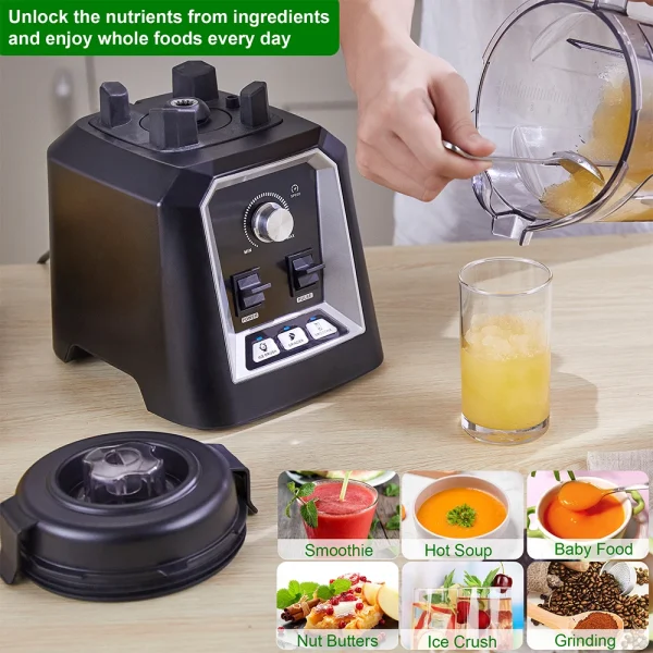 BioloMix Automatic Program Professional Kitchen Smoothie Blender BPA FREE 2L Low-profile Jar Food Mixer Juicer Ice Crusher - Image 4
