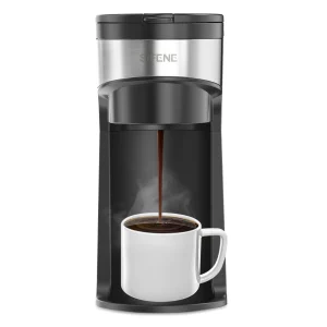 SIFENE Mini Coffee Maker Single Serve Instant Coffee Brewer, One Cup for K Pod & Ground Coffee, Capsule Coffee Machine, Black