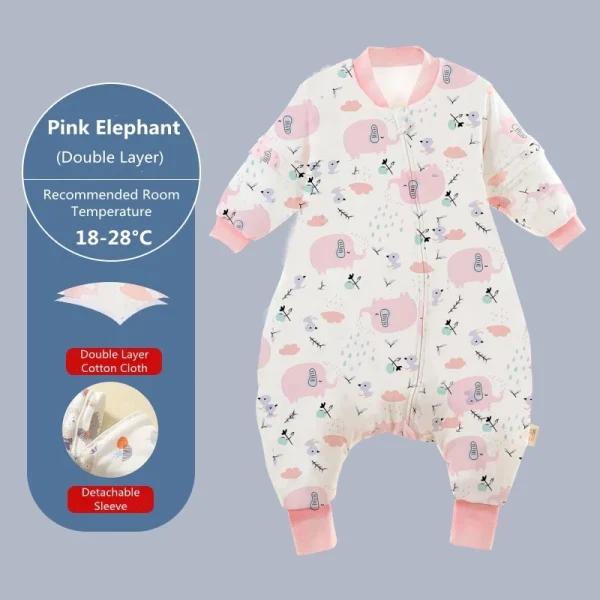 Baby Cartoon Split-legged Sleepsacks With Detachable Sleeves For Boys Girls Children's Sleeping Bag Autumn And Winter Thickened - Image 15