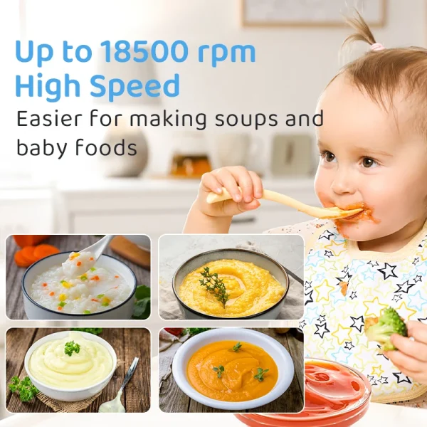 Hand Blender, Immersion Blender with 2 Mixing Speed, Electric Handheld Blender Portable Stick Mixer with Stainless Steel Blades - Image 6