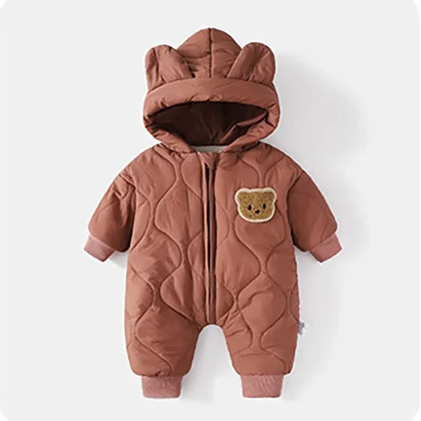 ﻿ Winter Baby Outwear Clothing Fur Lining Warm Toddler Girl's Boy's Rompers Cartoon Bear Infant Jumpsuit - Image 8