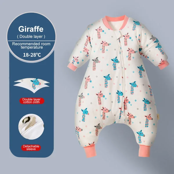Baby Cartoon Split-legged Sleepsacks With Detachable Sleeves For Boys Girls Children's Sleeping Bag Autumn And Winter Thickened - Image 17