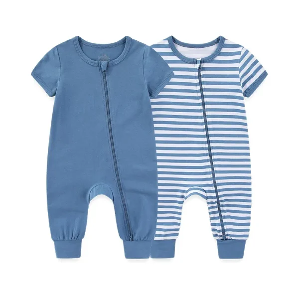 2 Pcs/Lot Simple Baby Unisex Short Sleeve Rompers 0-24 Months Baby Boy Girl Jumpsuits Spring Summer Infant Clothes - Image 2