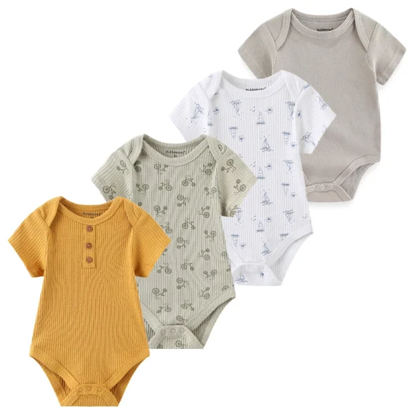 4Pieces Cotton Newborn Bodysuit Print Baby Girl Clothes 0-12M Cartoon Baby Boy Clothes Summer Short Sleeve Romper Bebes - Image 12